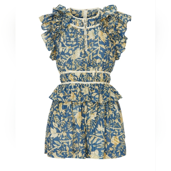 Ulla Johnson Blue and Cream Floral Jumpsuit - Picture 5 of 10